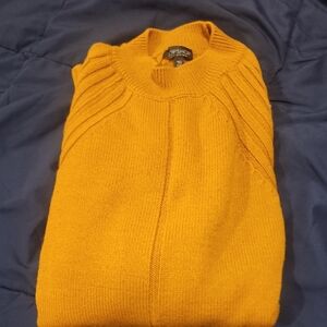 Topshop 2 Pieces Gold Sweater Dress & Caslon Red V-Neck Sweater